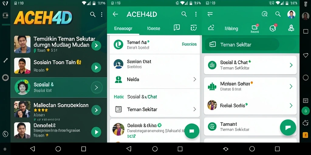 Antarmuka ACEH4D menampilkan fitur pencarian teman sekitar yang interaktif.