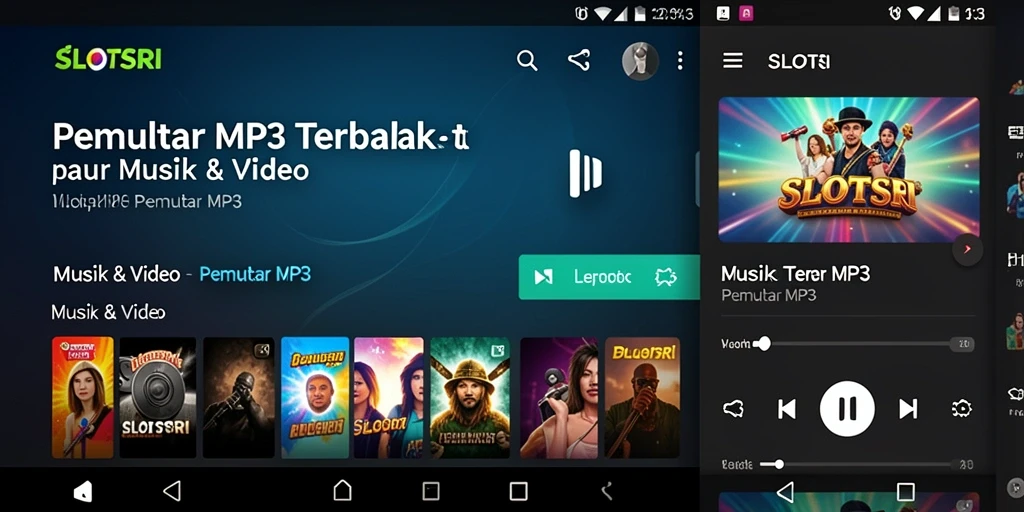 Antarmuka aplikasi SLOTSRI menampilkan fitur Pemutar MP3 yang menarik.