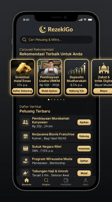 Tampilan katalog aplikasi rezekigo