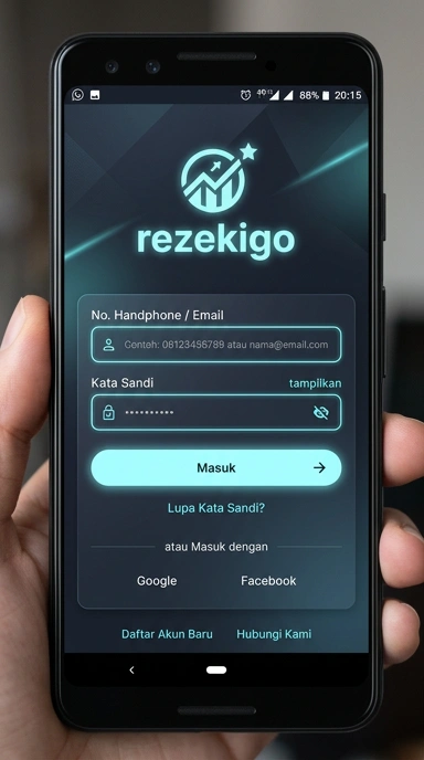 Tampilan halaman login rezekigo